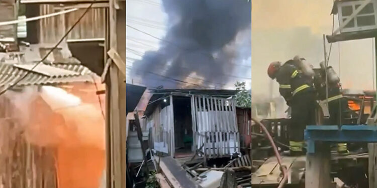 Fogo destrói cinco casas na zona oeste de Manaus; fio elétrico sob a cama causou o incêndio