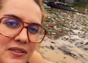 “Mar de lixo” no Lago do Tarumã é denunciado pela cantora Márcia Novo
