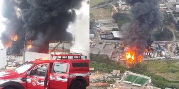 Incêndio em fábrica de solvente tem explosões e pode durar vários dias em SP